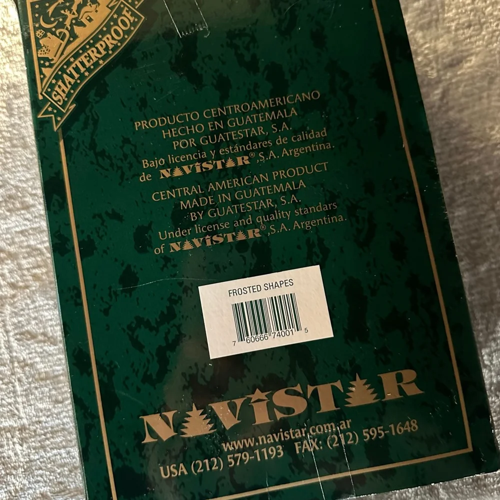 Vintage NAVISTAR Gold Frosted Shatterproof Christmas Ornaments